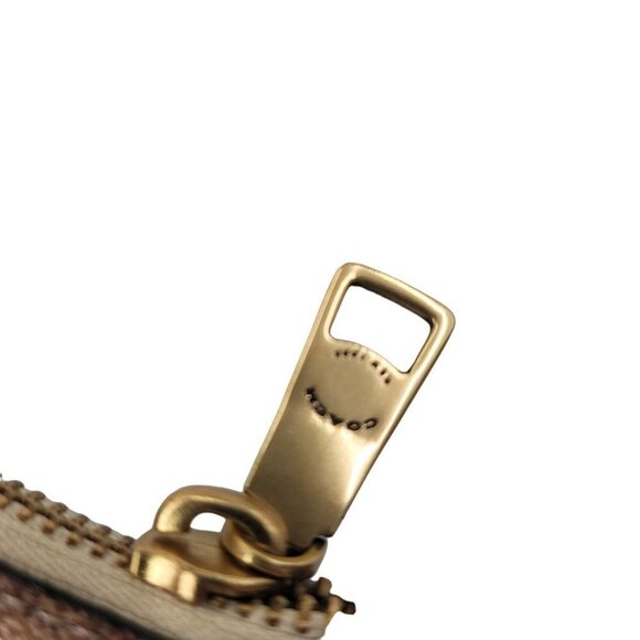 Coach Gold Metallic Leather Tote Bag Purse Wallet Logo Pouch - Picture 11 of 14